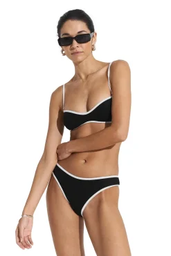 Badetøy<Seaquelle Ribbed Bikini Top Badetøy Sort Og Hvit