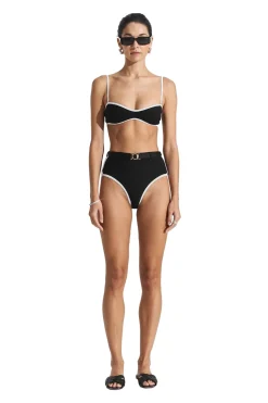 Badetøy<Seaquelle Ribbed Bikini Top Badetøy Sort Og Hvit