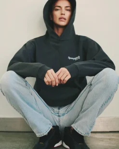 Genser<Sporty & Rich HWCNY Hoodie Hettegenser Vasket Sort