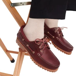 Sko<Timberland Authentic 3-Eye Lug Boat Shoe Burgundy Sko Burgunder
