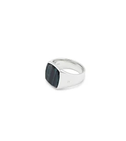 Tom Wood<Tom Wood Cushion Blue Hawk Eye Ring Sølv