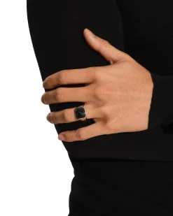 Tom Wood<Tom Wood Cushion Larvikite Ring Sølv / Sort