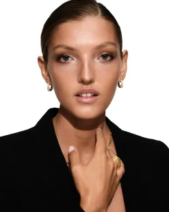 Tom Wood<Tom Wood Liz Hoop Pave Gold Øredobber Gull