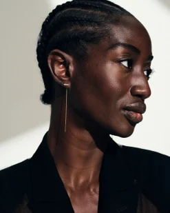 Tom Wood<Tom Wood Sleek Ear Chain Gold Diamonds 64mm Øredobber Gull