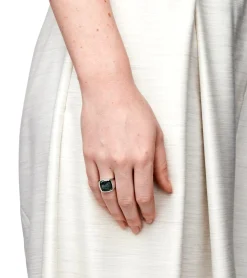 Tom Wood<Tom Wood The Cushion Green Marble Ring Sølv