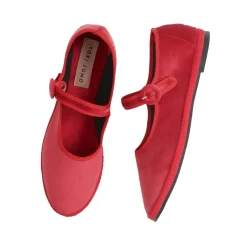 Sko<Yori Jomo Mary Jane Flats Velluto Sko Rød