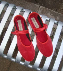 Sko<Yori Jomo Mary Jane Flats Velluto Sko Rød