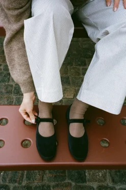 Sko<Yori Jomo Mary Jane Flats Velluto Sko Sort